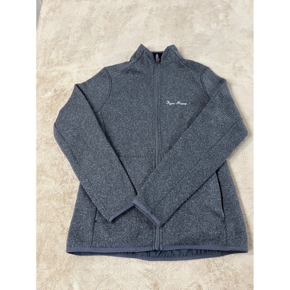 Figs On-Shift Sweater Womens S Dark Gray Full zip Fleece Pockets W21OW1012 EUC